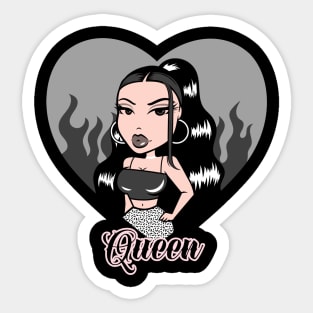 Queen Girl Doll Light Black v2 Heart Sticker